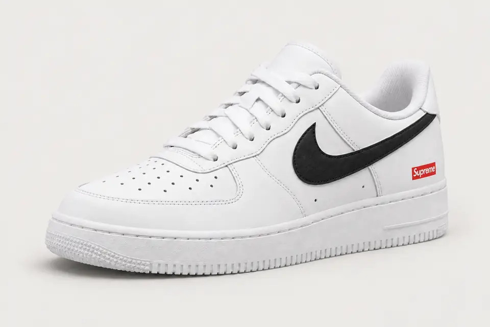 Air Force Supreme Noir Minimal 2 coloris noir, vue de trois quarts