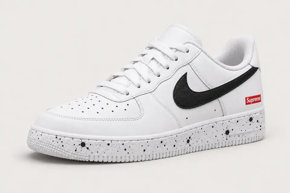 Air Force Supreme Noir Splash coloris noir, vue de trois quarts