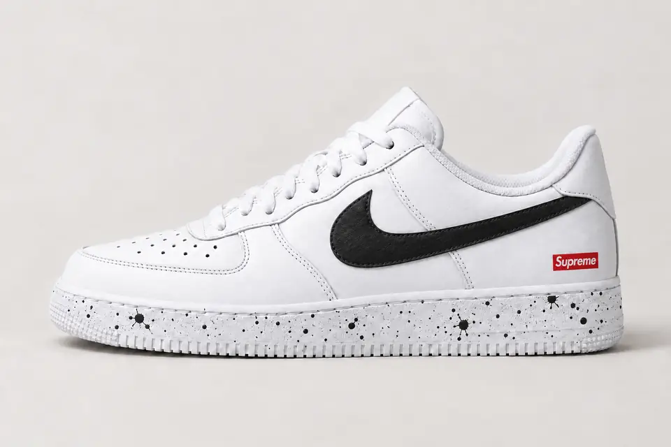 Air Force Supreme Noir Splash coloris noir, vue de profil