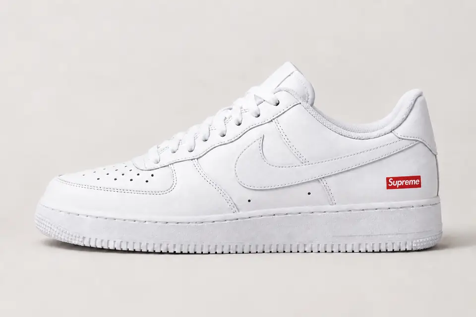 Air Force Supreme Noir Talon Peint 2 coloris blanc et gris, vue de profil
