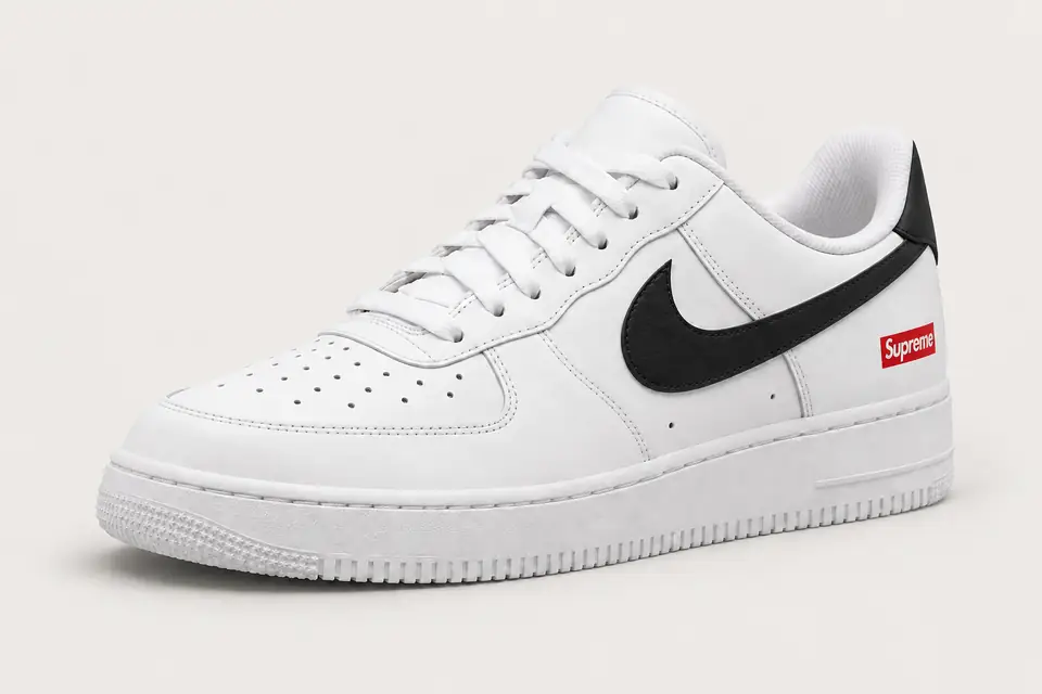 Air Force Supreme Noir Talon Peint coloris noir, vue de trois quarts