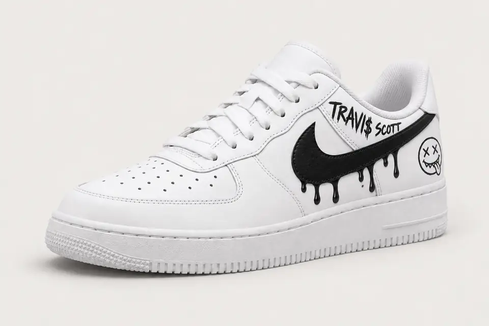 Air Force Travis Scott Drip coloris noir, vue de trois quarts