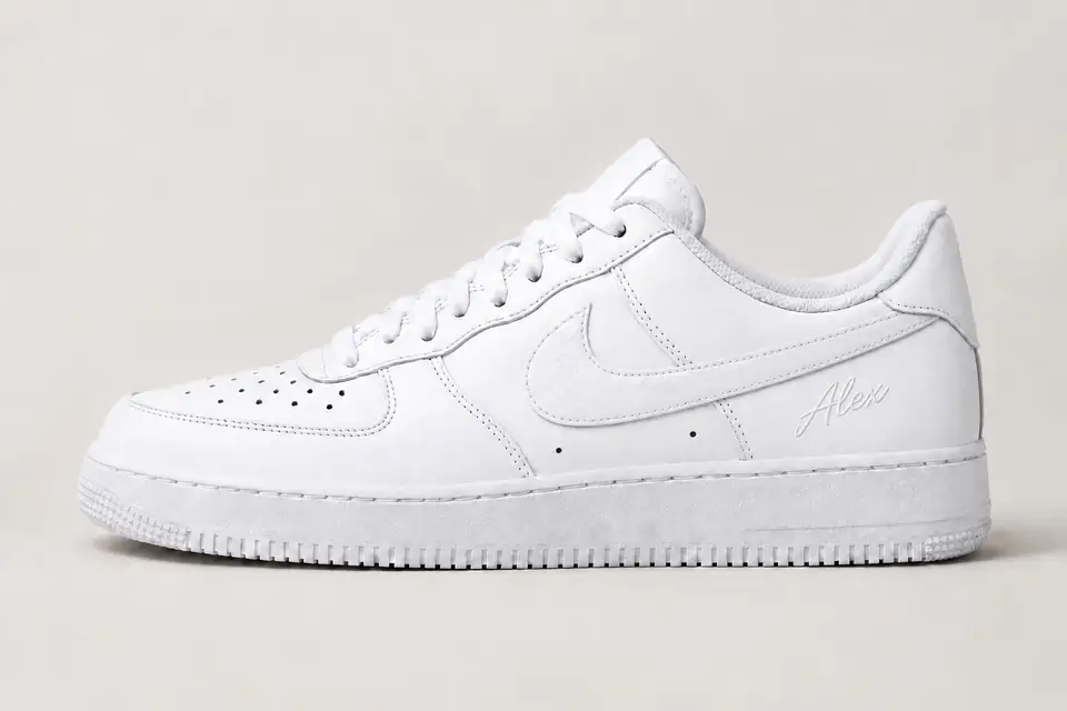 Chaussure Personnalisé avec Prénom coloris blanc, vue de profil