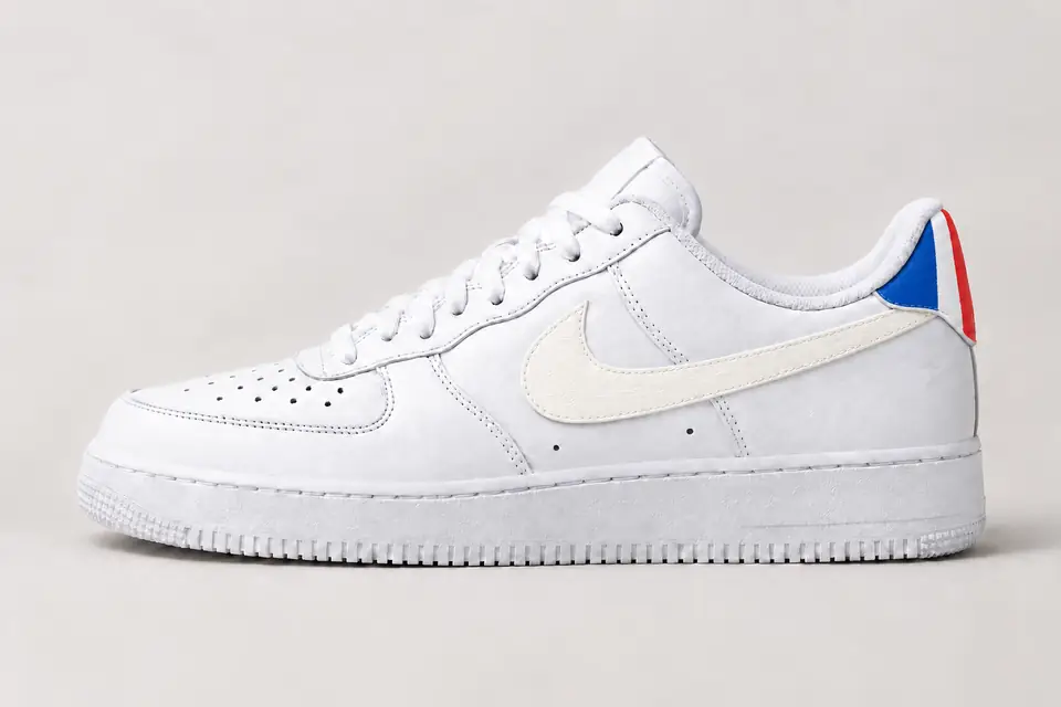 Custom Air Force 1 Lyon coloris blanc et rouge, vue de profil