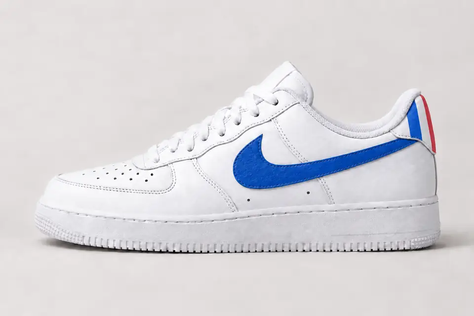 Custom Air Force 1 Lyon coloris bleu et pastel, vue de profil