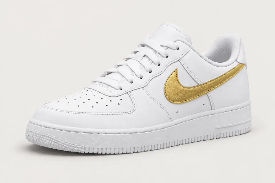 Nike Air Force 1 Doré Femme coloris or, vue de trois quarts