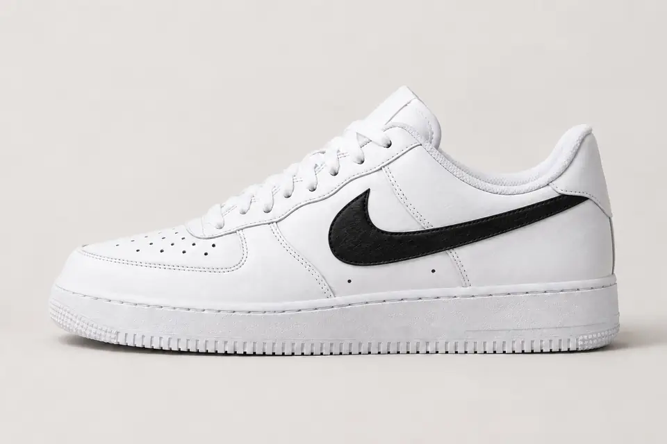 Nike Air Force 1 Junior Blanche et Noir coloris noir et blanc, vue de profil