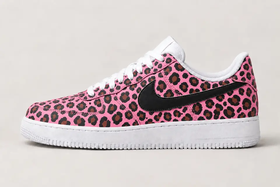 Nike Air Force 1 Léopard Femme coloris rose, vue de profil