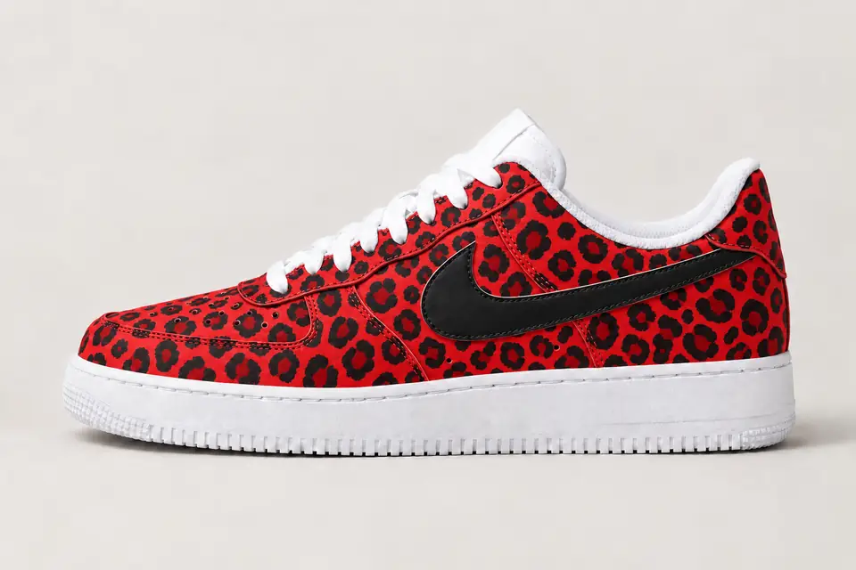 Nike Air Force 1 Léopard Femme coloris rouge, vue de profil