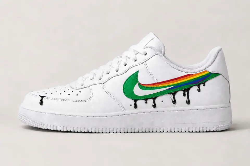 Nike Air Force 1 LGBT Drip coloris vert, vue de profil