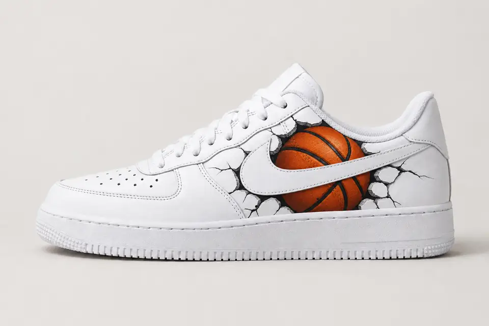 Nike Air Force 1 NBA Noir et Blanche coloris noir et blanc, vue de profil