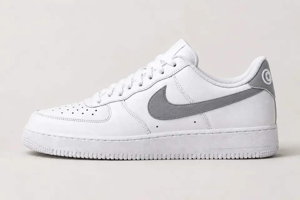 Nike Air Force 1 Tunisie coloris gris, vue de profil